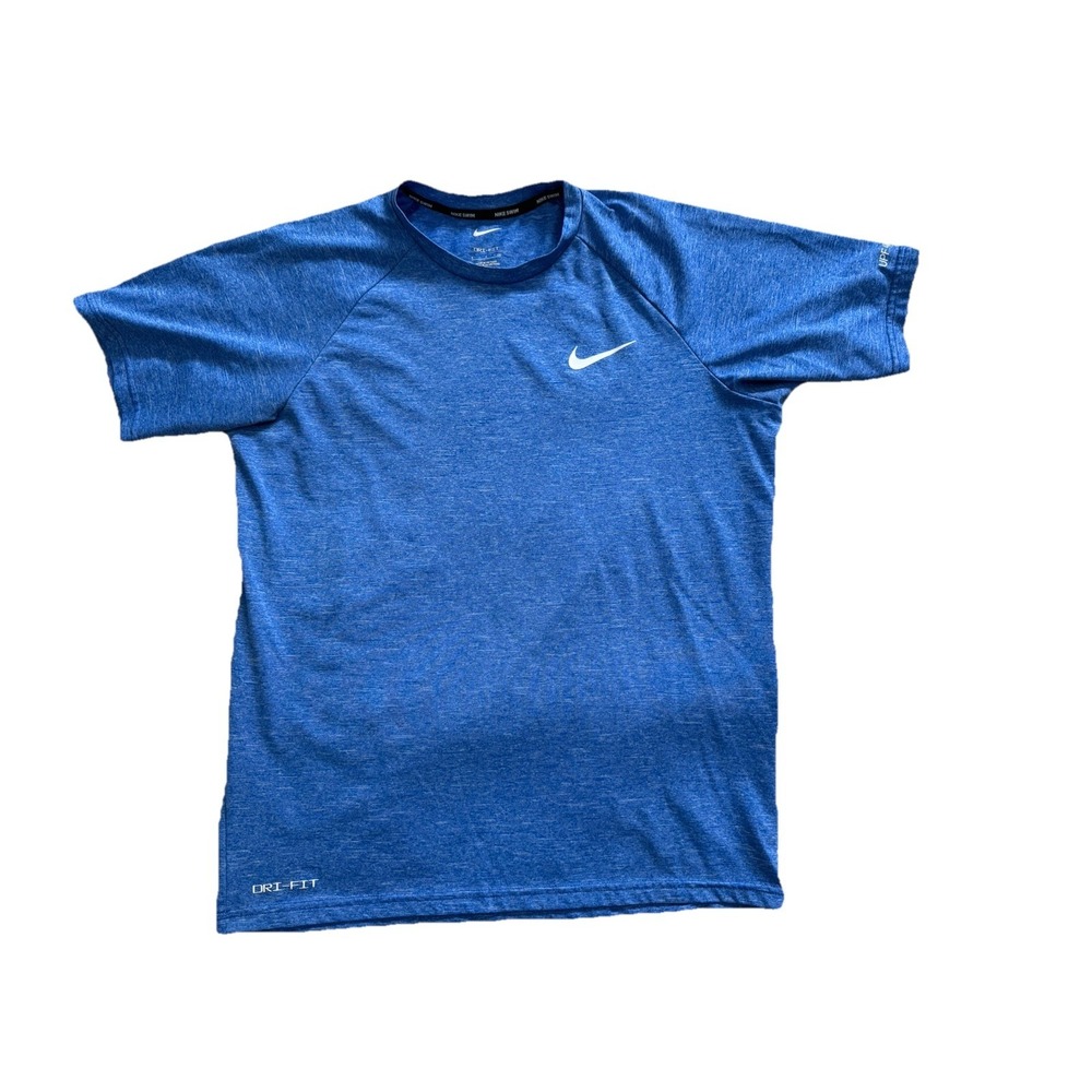 Nike Men's Dri-FIT‎ UPF 40+ Hydroguard Short-Sleeve Swim Tee Blue Size Small